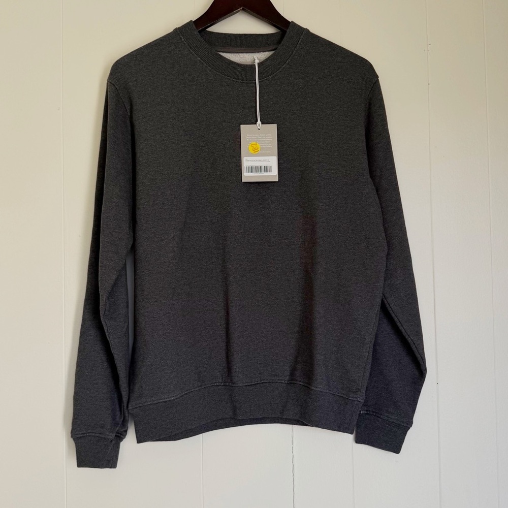 NWT EVERLANE The Track Crewneck Sweatshirt Dark Heather Gray X-Small